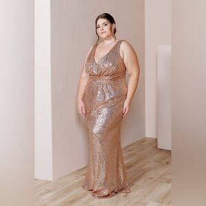 Revelry Bijou Rose Gold Sequins Dress Size 20 C30‎